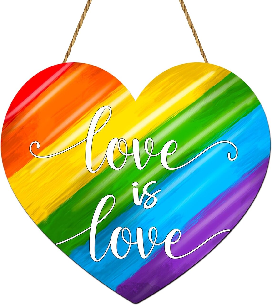 Pride Decorations Pride Wreath for Front Door Love is Love Door Sign Rainbow Decorations Rainbow Wreath LGBTQ Gay Lesbian Wooden Door Decor for Indoor Wall Home Decor